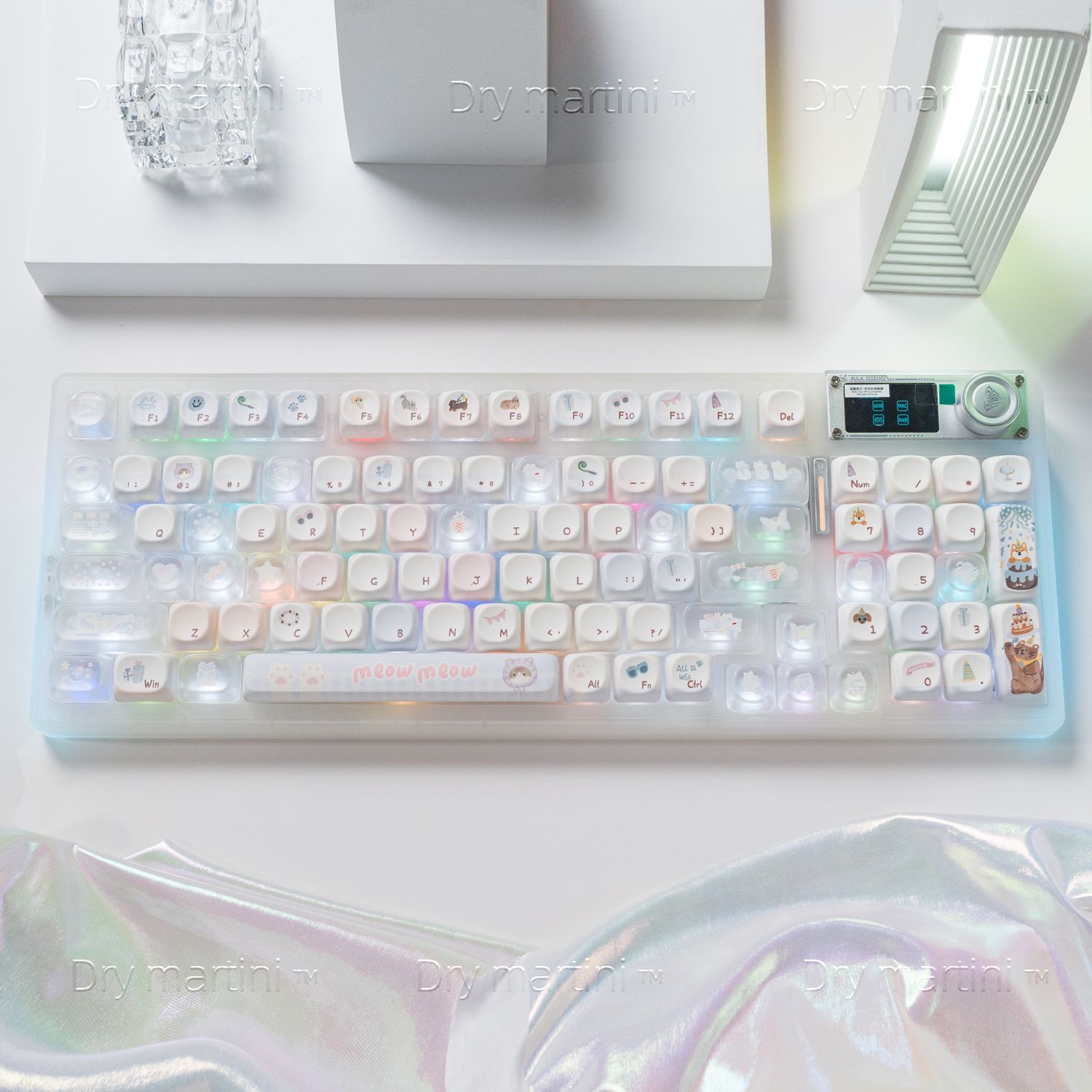 F98pro白雾透明狼蛛机械键盘麻将音